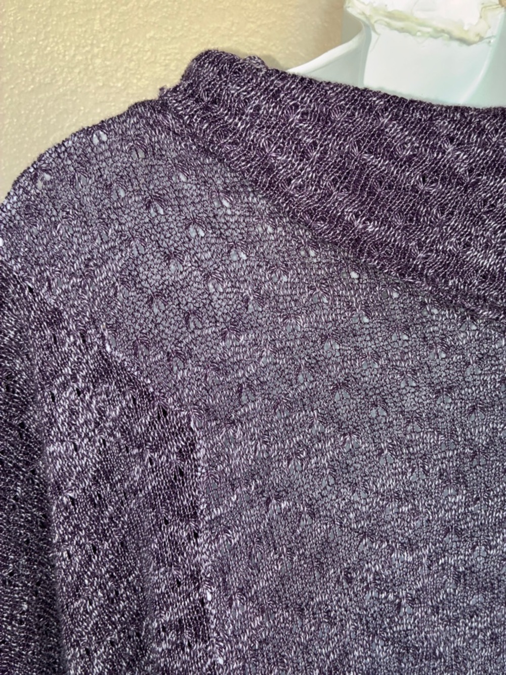 Maison Jules Purple Cowl-Neck Poncho Sweater, Loose Weave, Relaxed Fit. M - Picture 6 of 12